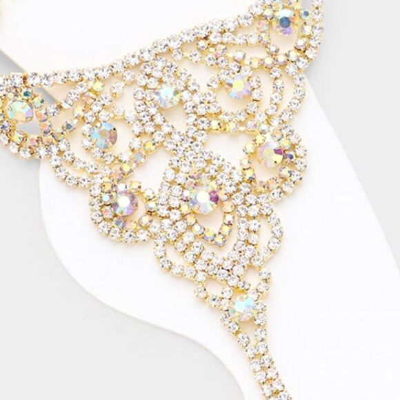 Anklet Round Abalone Rhinestone Gold Net Toe Ring - Picture 3 of 6